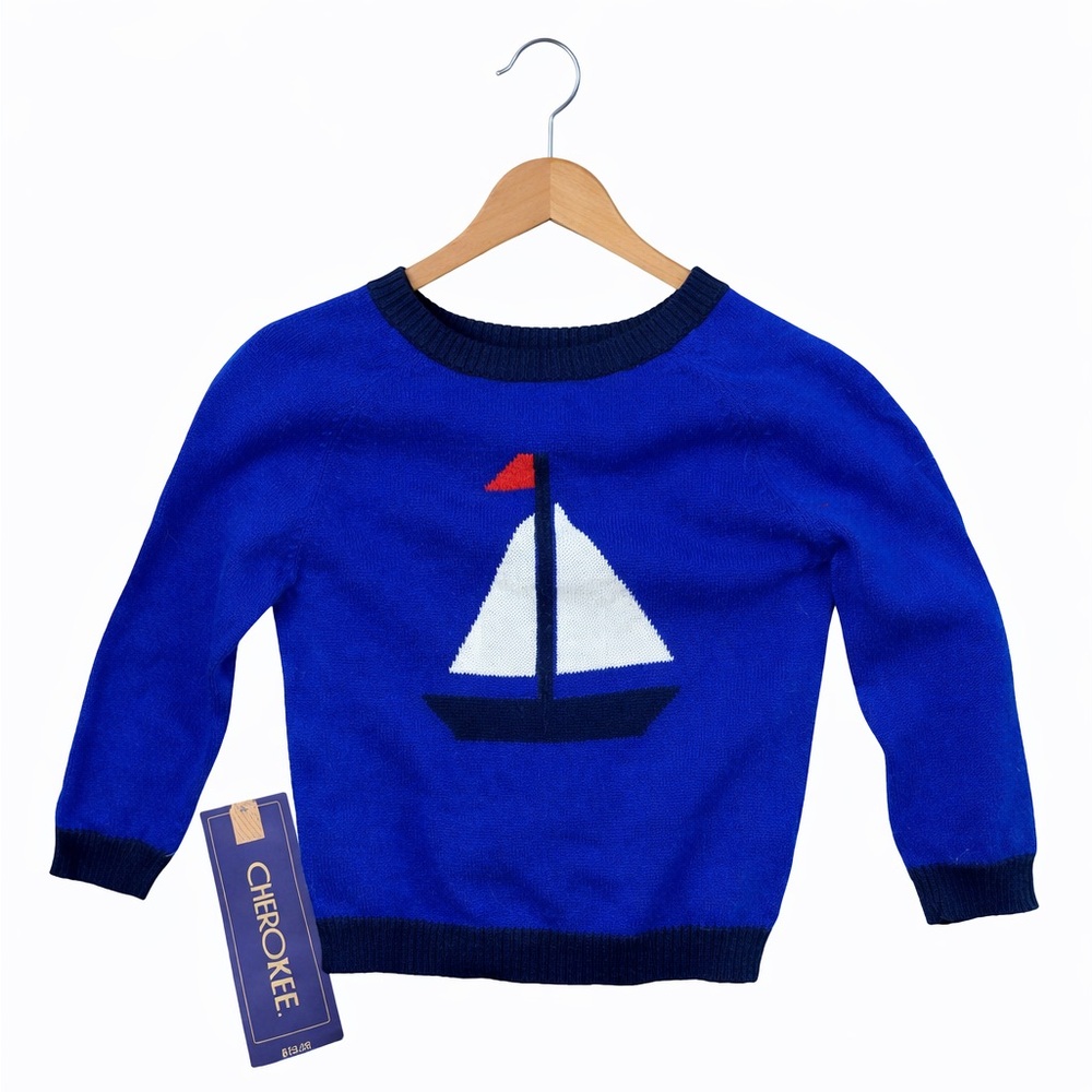 Cherokee Blue Sailboat Sweater. NWT. Size 9 Months Nautical